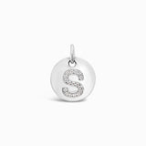 Diamond Initial White Gold Disc Charm