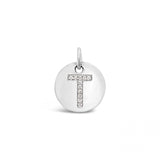Diamond Initial White Gold Disc Charm