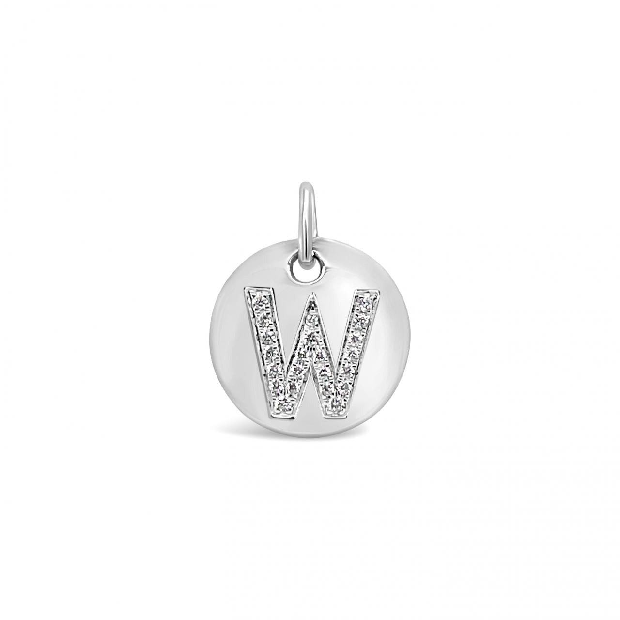 Diamond Initial White Gold Disc Charm