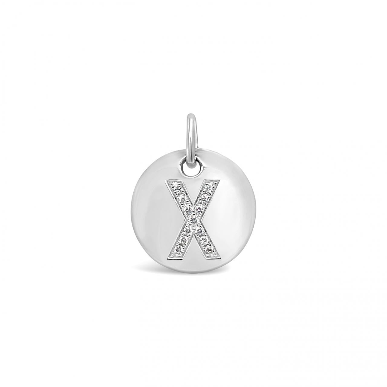 Diamond Initial White Gold Disc Charm