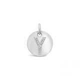 Diamond Initial White Gold Disc Charm