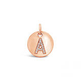 Diamond Initial Disc Charm Rose Gold
