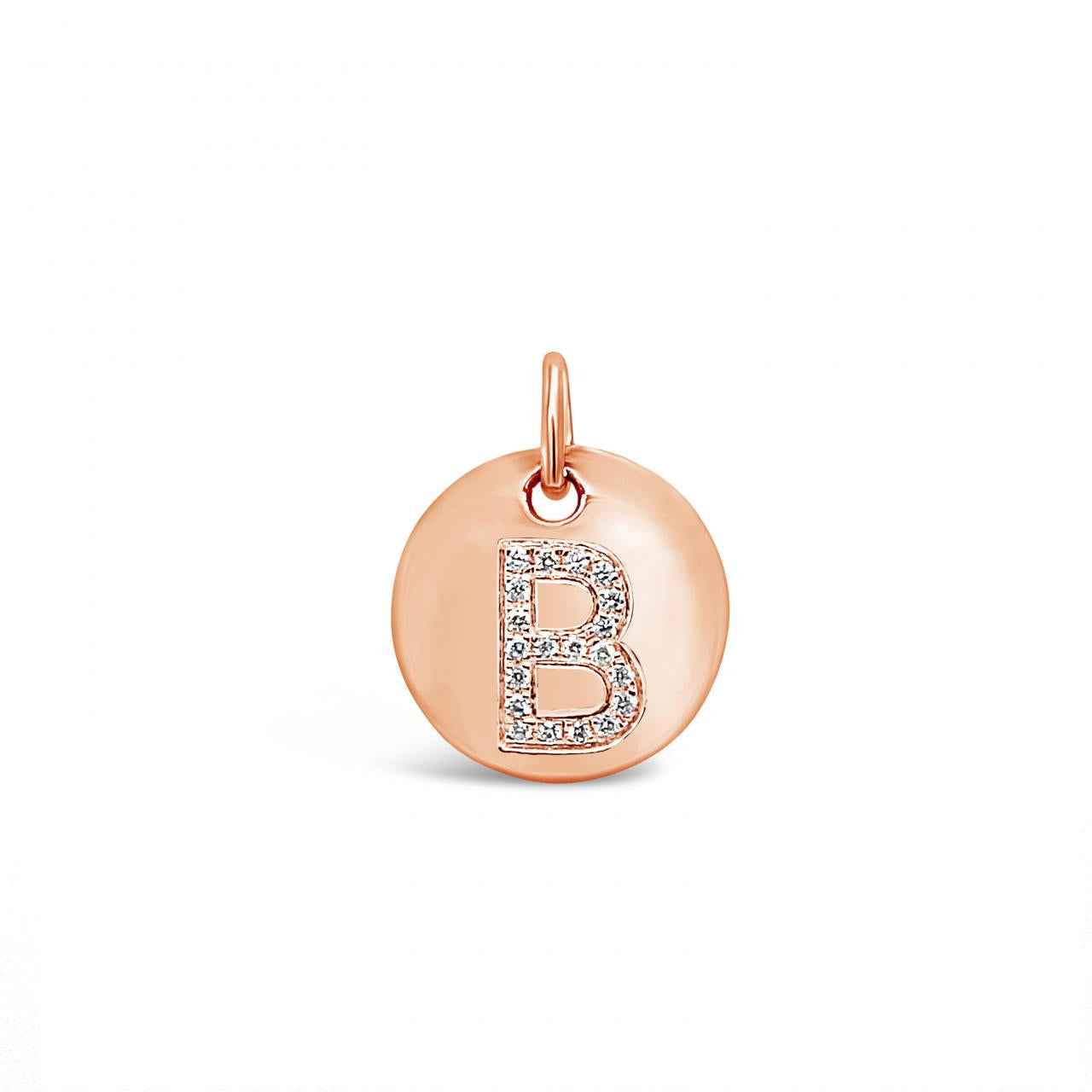 Diamond Initial Disc Charm Rose Gold