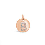 Diamond Initial Disc Charm Rose Gold