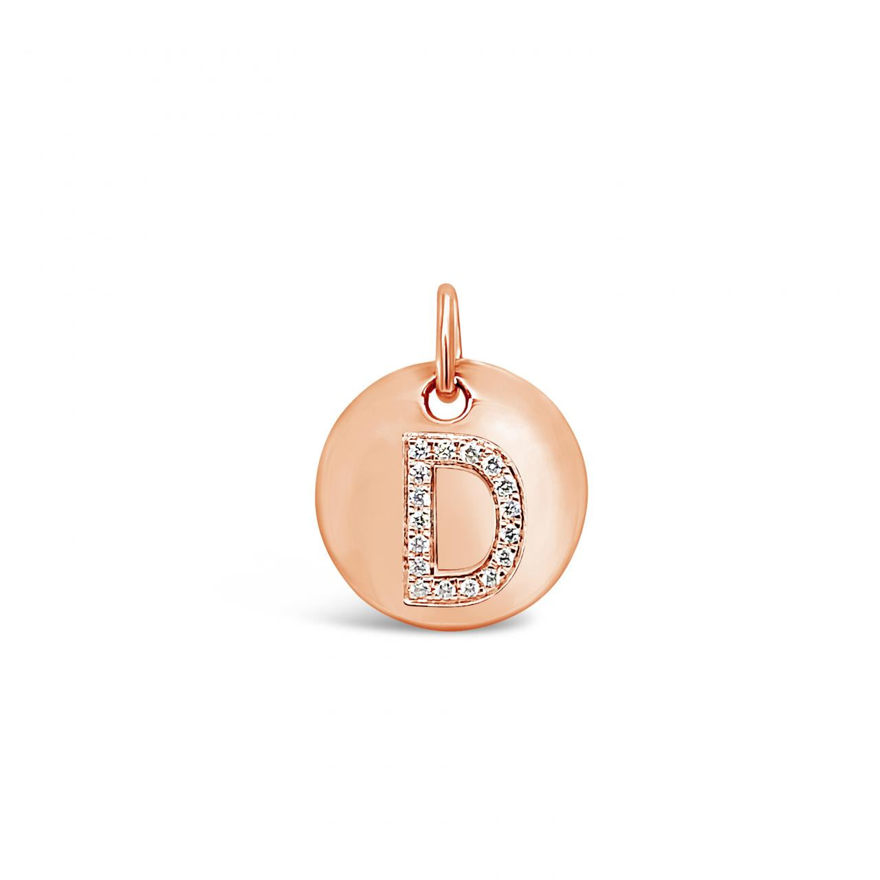Diamond Initial Disc Charm Rose Gold