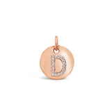 Diamond Initial Disc Charm Rose Gold