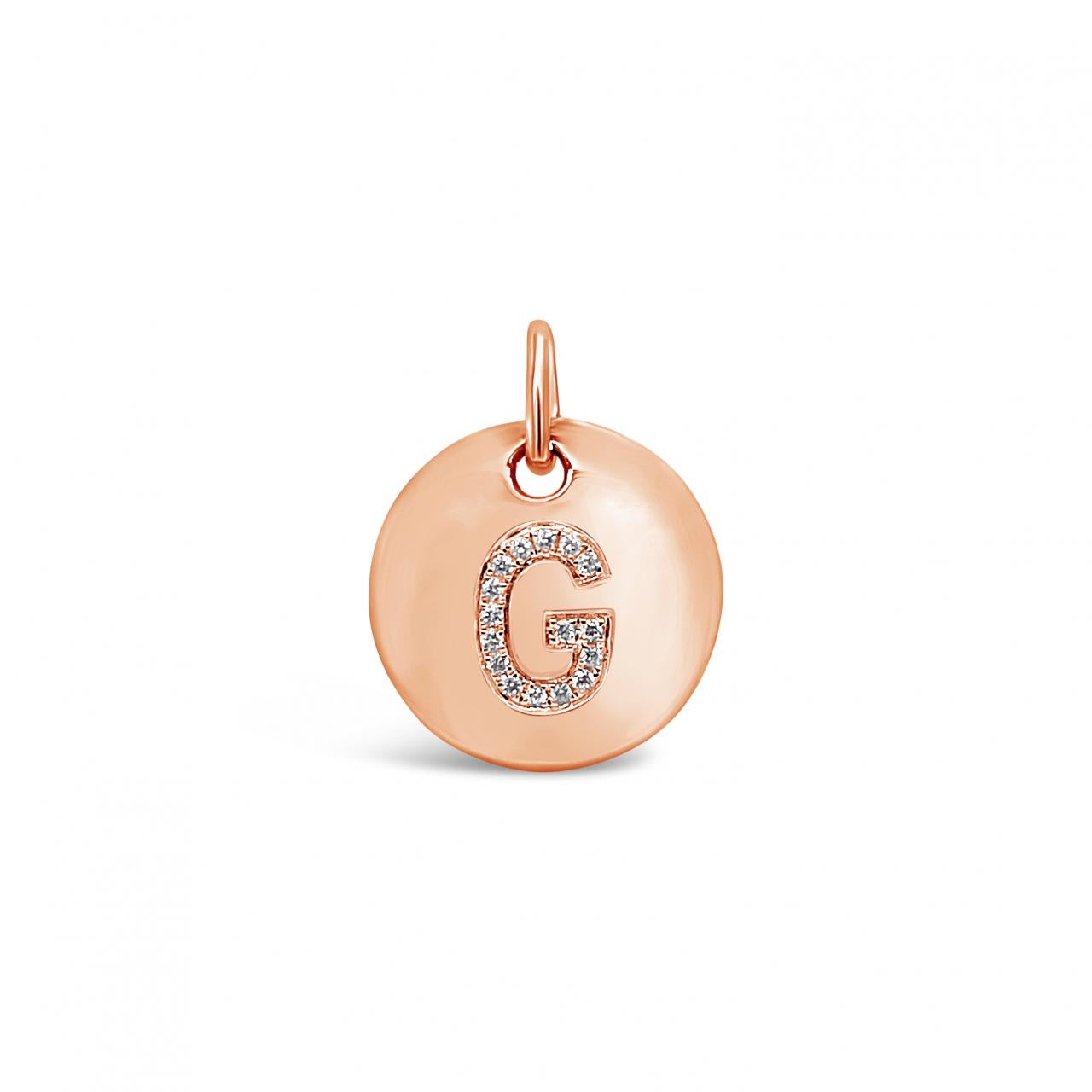 Diamond Initial Disc Charm Rose Gold