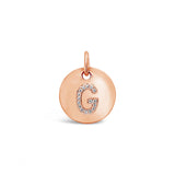 Diamond Initial Disc Charm Rose Gold
