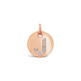 Diamond Initial Disc Charm Rose Gold