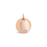 Diamond Initial Disc Charm Rose Gold