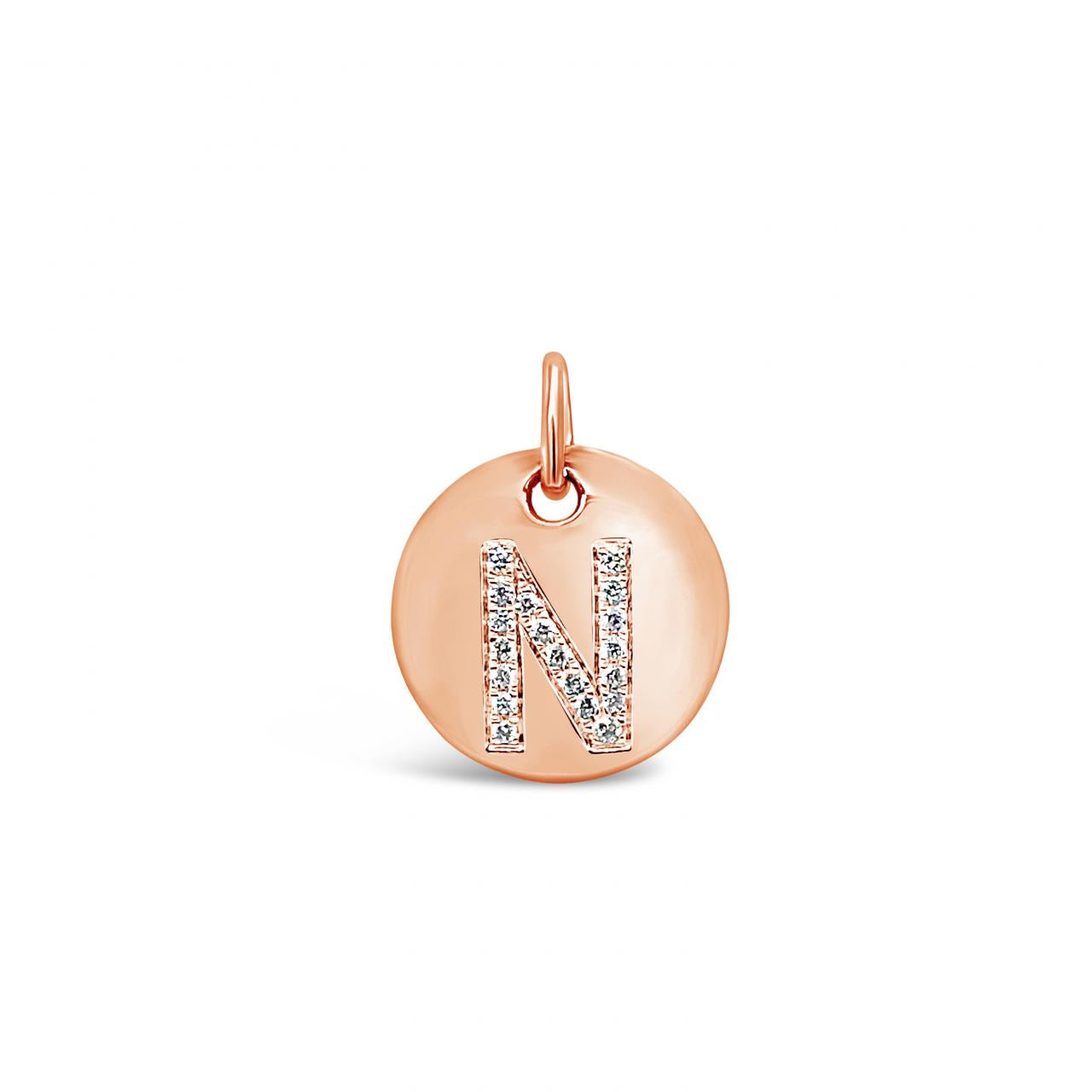 Diamond Initial Disc Charm Rose Gold