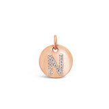 Diamond Initial Disc Charm Rose Gold