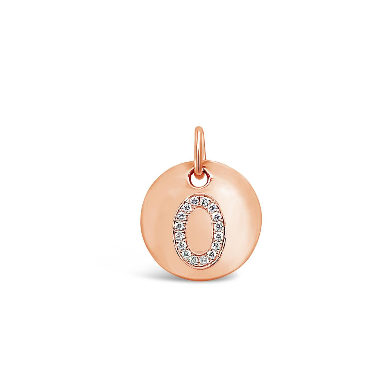 Diamond Initial Disc Charm Rose Gold