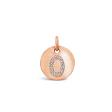 Diamond Initial Disc Charm Rose Gold