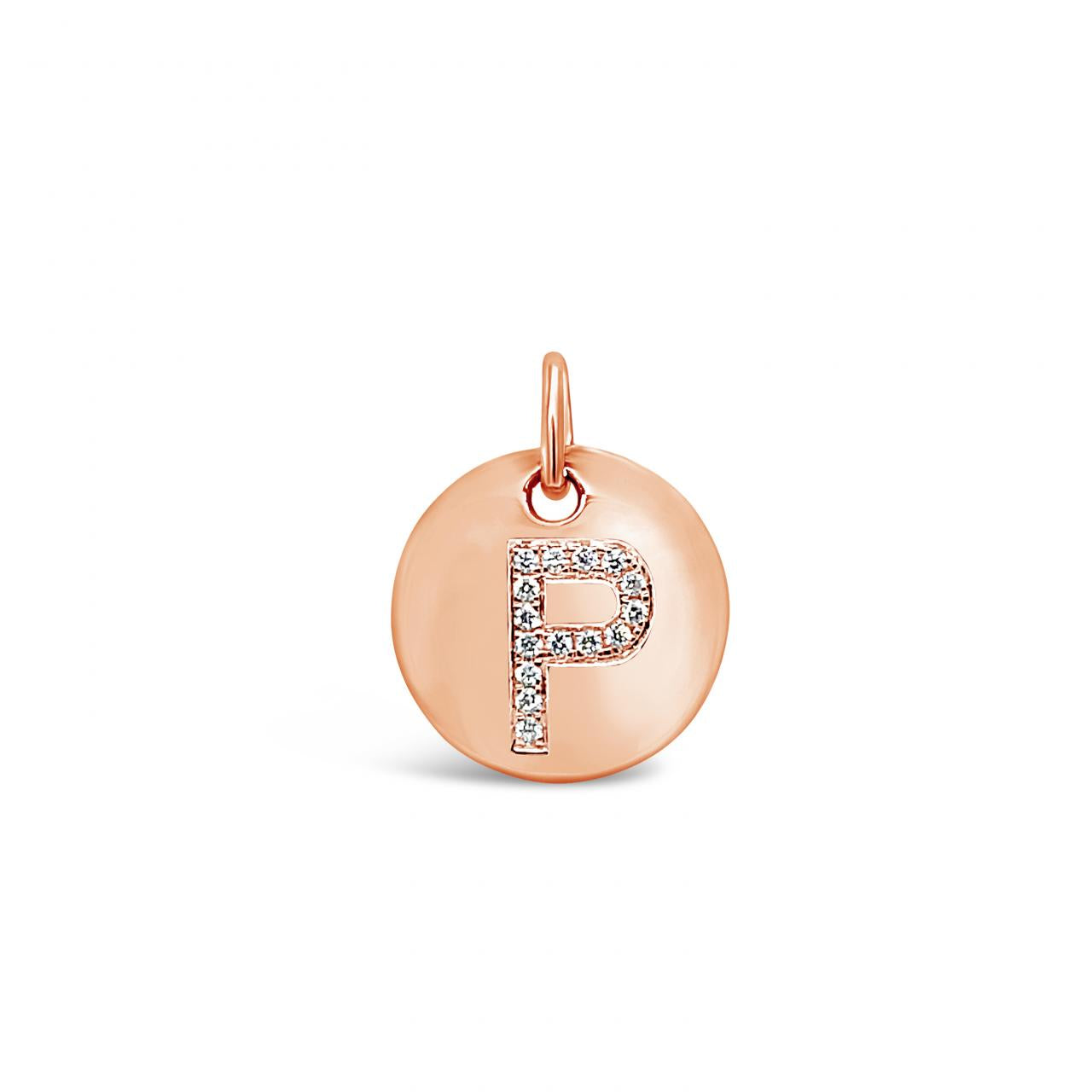 Diamond Initial Disc Charm Rose Gold
