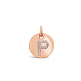 Diamond Initial Disc Charm Rose Gold
