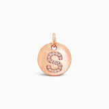 Diamond Initial Disc Charm Rose Gold