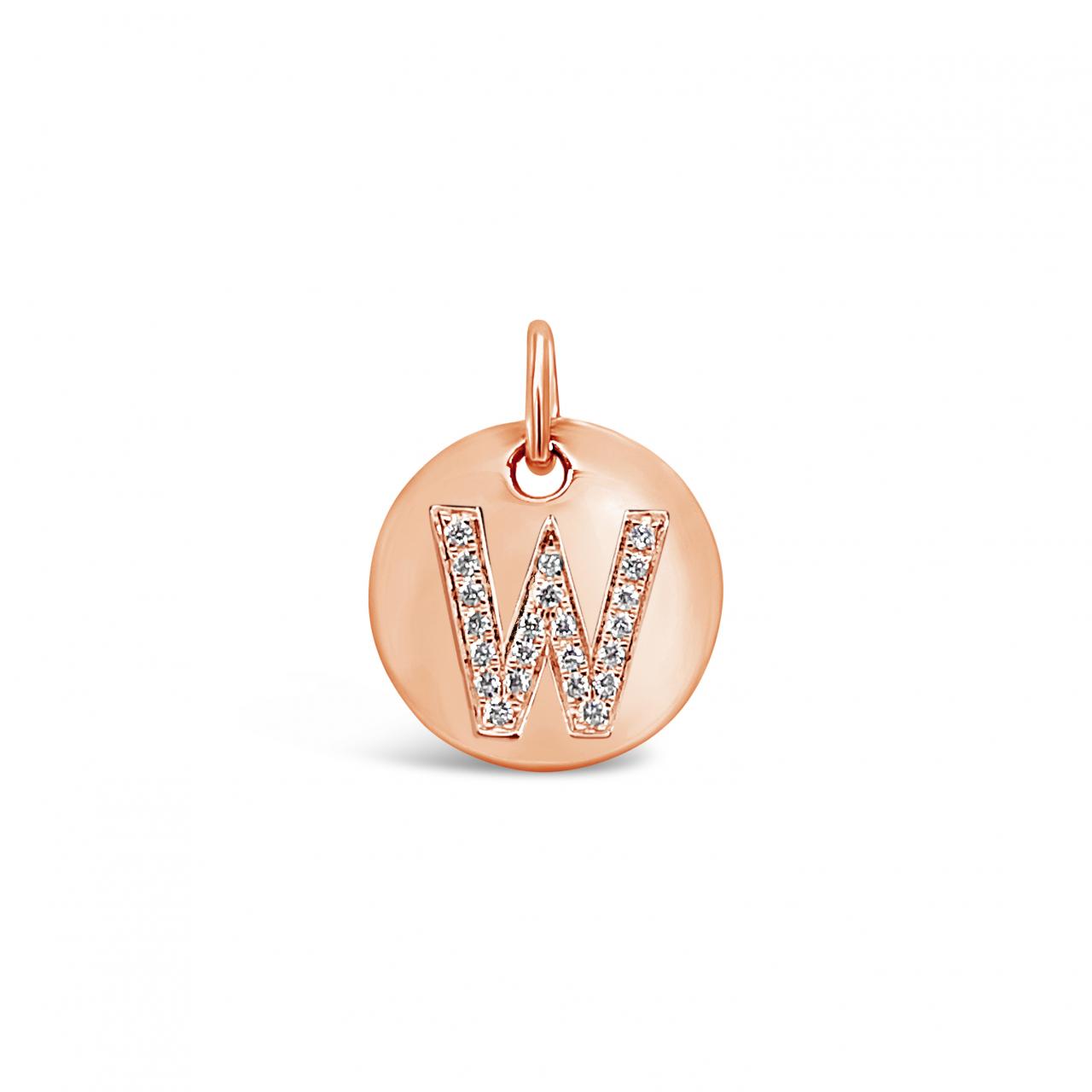 Diamond Initial Disc Charm Rose Gold