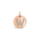 Diamond Initial Disc Charm Rose Gold