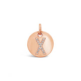 Diamond Initial Disc Charm Rose Gold