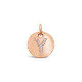 Diamond Initial Disc Charm Rose Gold