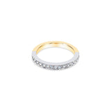 18ct two-tone gold wedding ring featuring sixteen round brilliant cut diamonds totalling 0.24ct in bead settings across the band.