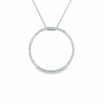 18ct white gold Circle of Life pendant, 30mm diameter, claw set with 42 round brilliant cut diamonds (1.61ct total) and concealed pendant runner.