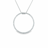 18ct white gold Circle of Life pendant, 30mm diameter, claw set with 42 round brilliant cut diamonds (1.61ct total) and concealed pendant runner.